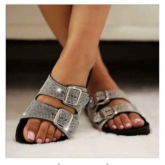 Nicole Miller Ladies’ 2 strap Sandals, Blingle size 37 / 6 - Picture 1 of 5